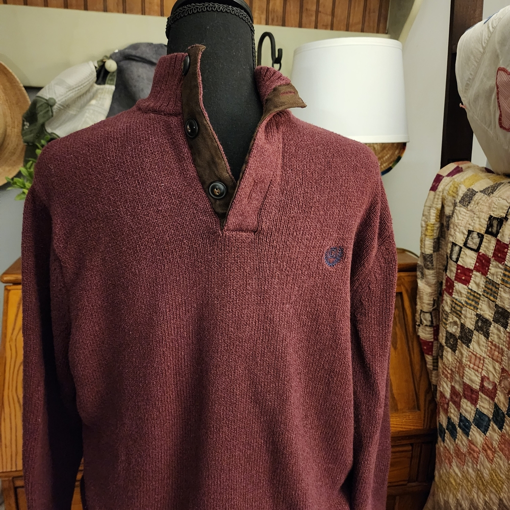 Chaps Men's Maroon Crewneck Sweater